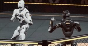 Organizaron en China un torneo de lucha entre robots humanoides